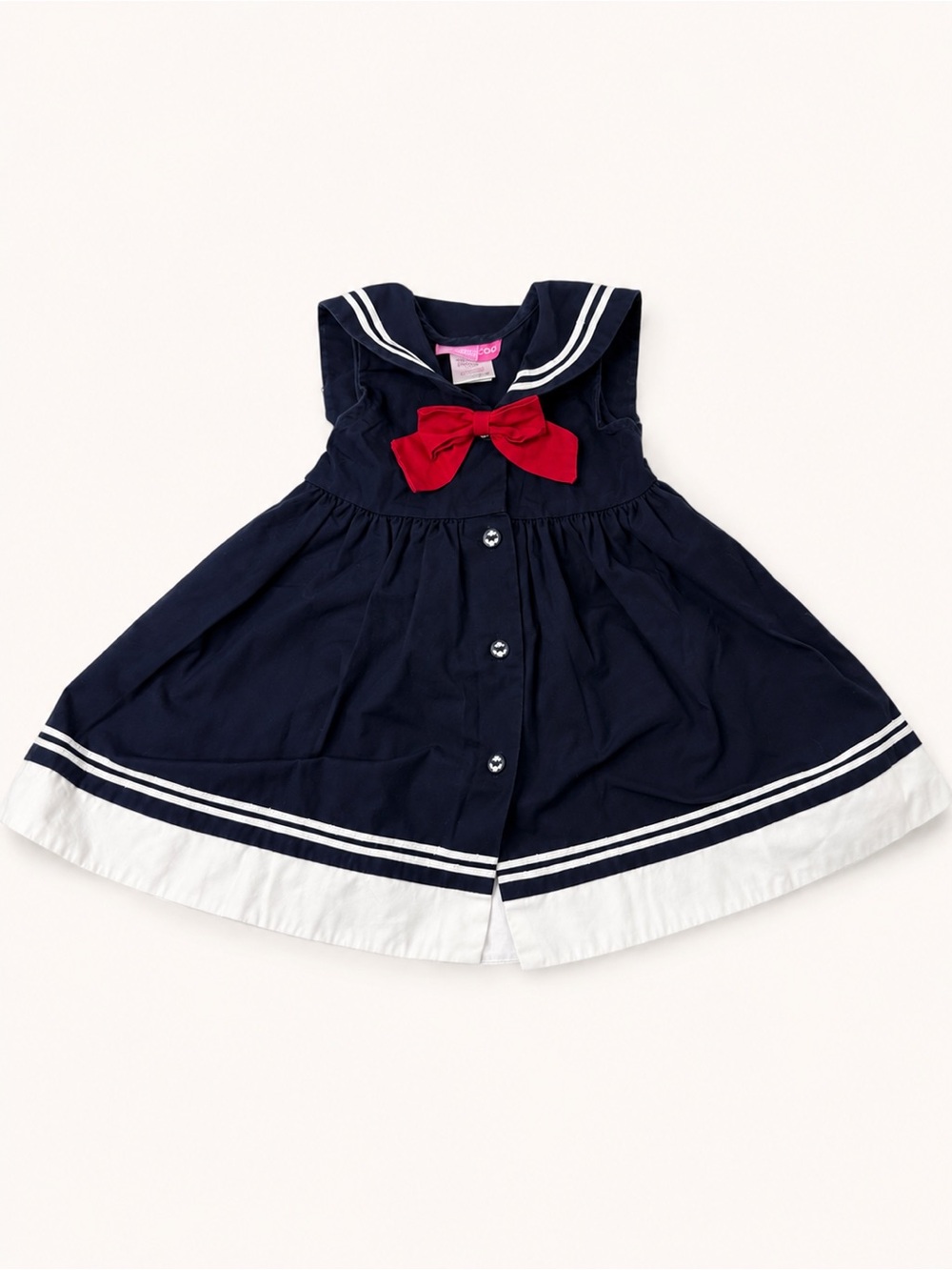 Good Lad Navy and White Sailor Dress with Red Bow